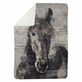 Begin Home Decor 60 x 80 in. Abstract Horse with Typography-Sherpa Fleece Blanket 5545-6080-AN144